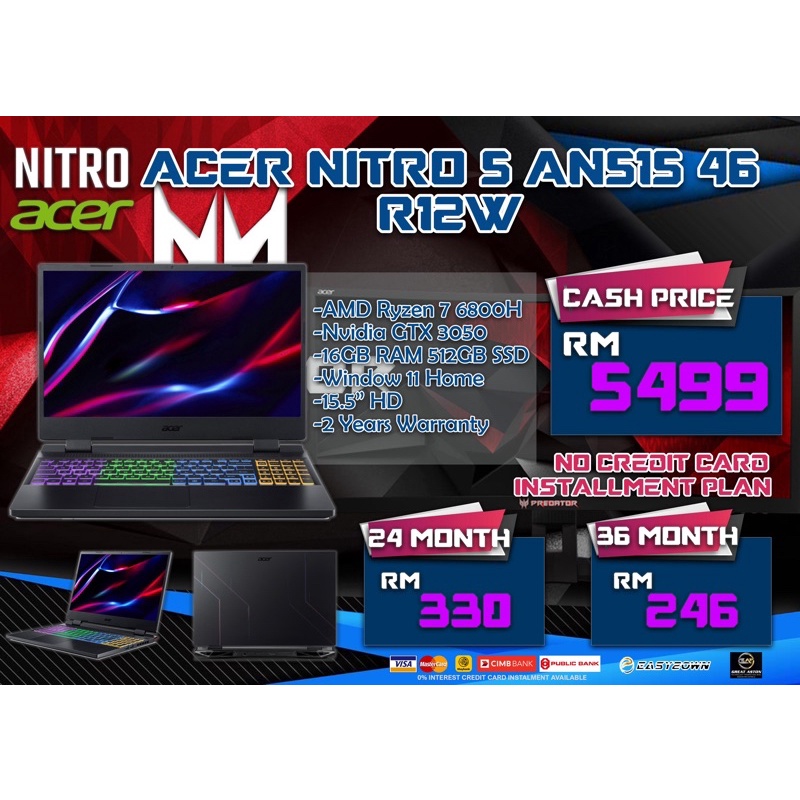 ACER NITRO & PREDATOR LAPTOP CASH/INSTALLMENT PLAN WITH WARRANTY