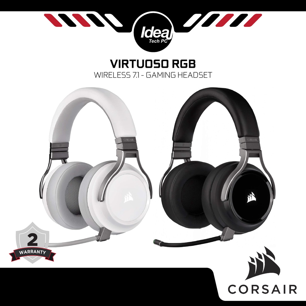 Corsair Virtuoso RGB Wireless 7.1 High Fidelity Gaming Headset Black White