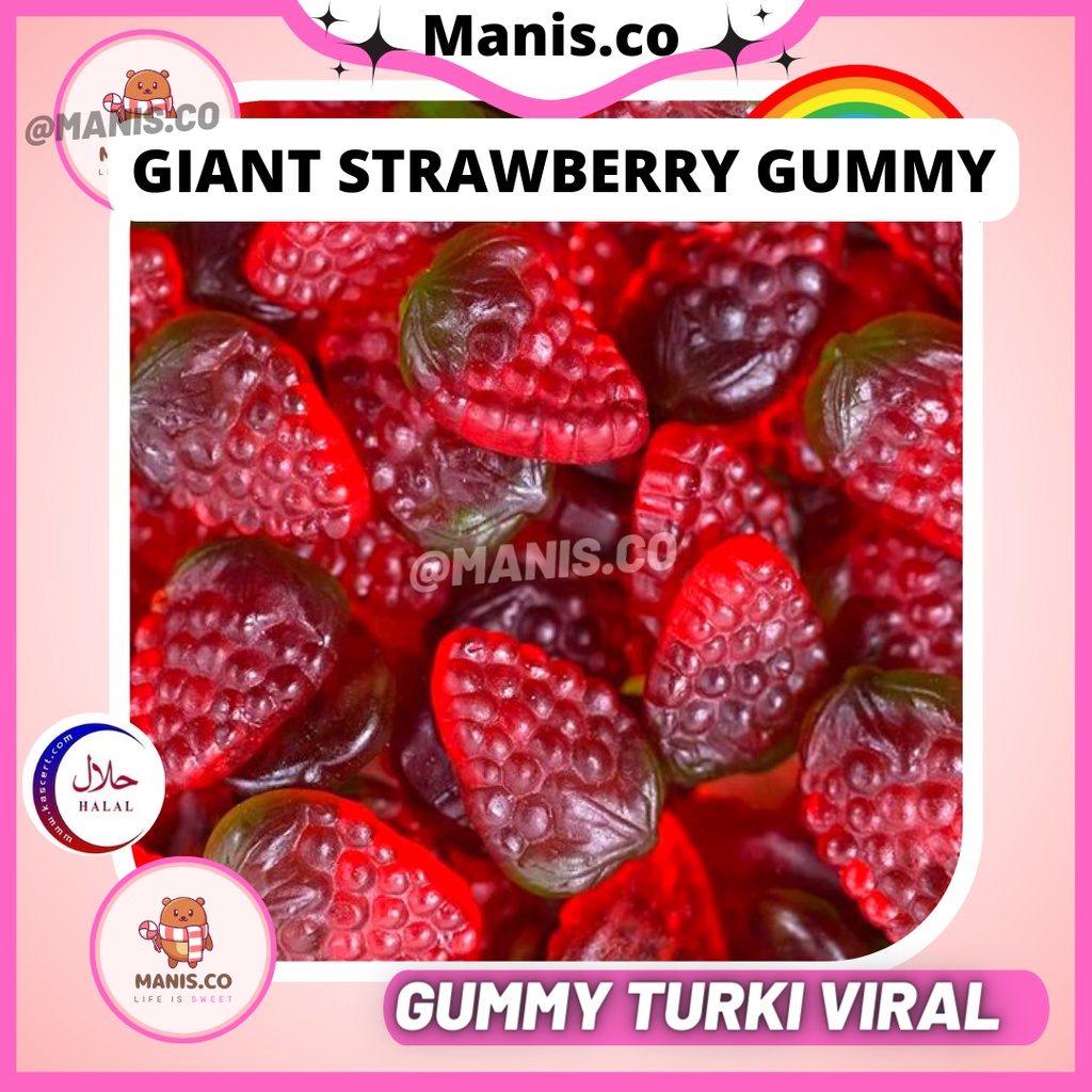 [Giant Strawberry] Sweet Sour Candy Halal Gummy Bebeto Haribo Snack