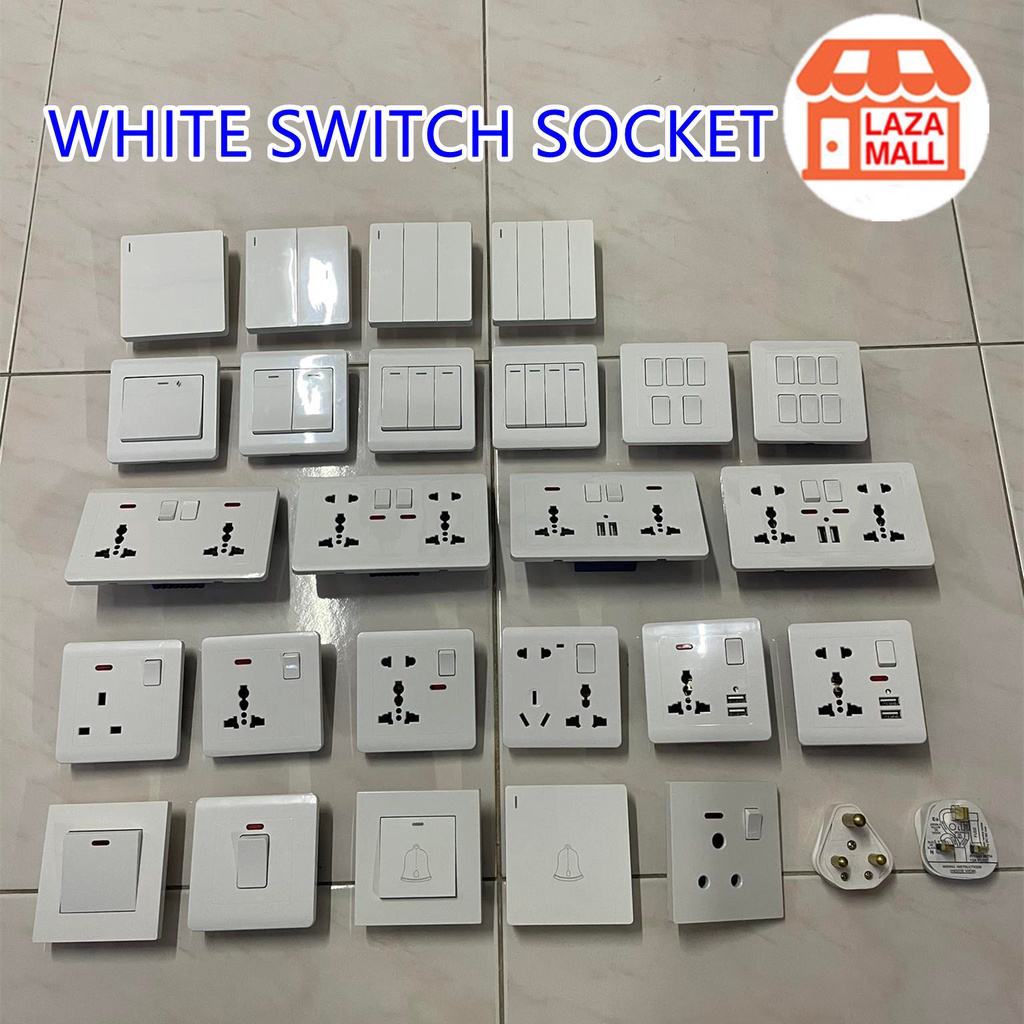 WHITE COLOR(ALL IN 1) SWITCH SOCKET 10A / PLUG SOCKET 13A / ROUND ...