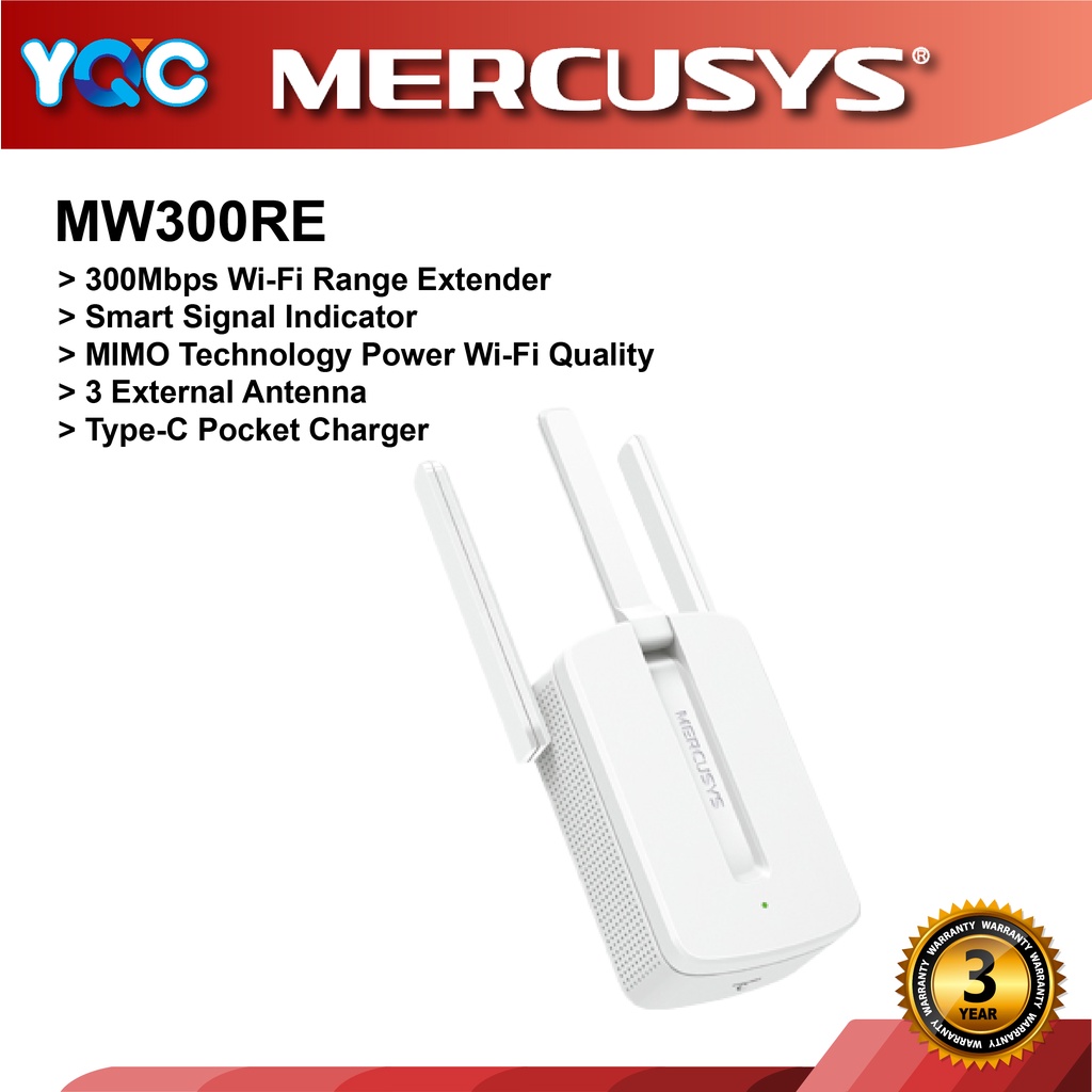 Mercusys MW300RE 300 Mbps WiFi Range Extender - Mercusys
