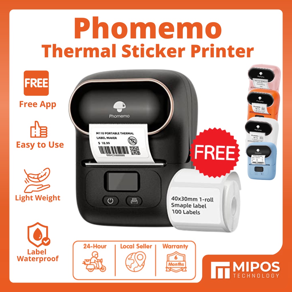 Label Printer Phomemo M110, Thermal Label Sticker Printer, Phomemo M110  Portable Labeler Printer