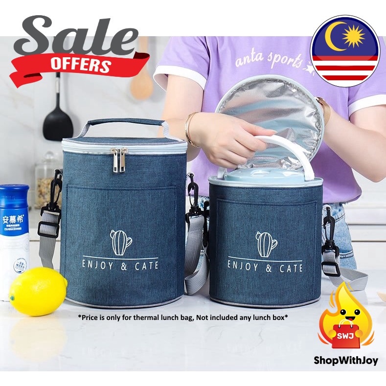 【ShopWithJoy】Oxford Cloth Portable Insulated Round Thermal Cooler Lunch