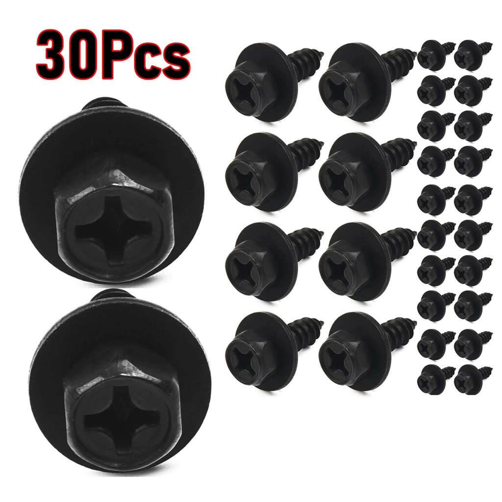 30Pcs Bumper Screw Bolt Retainer M6 Screw Fender Splash Seal Shield