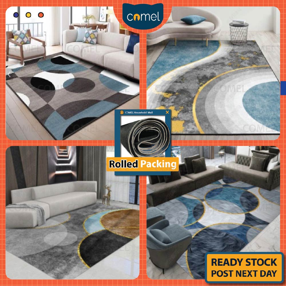 🐱COMEL🐱 [M/L/XL] Round Pattern 3D Printing Modern Design Carpet Living ...