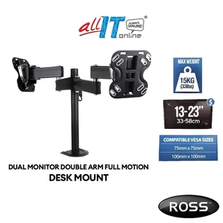 ROSS 13"/23"inch Dual Monitor Double Arm Full Motion Desk Mount (LNDM2XDA100-RO) Monitor Bracket Mounting