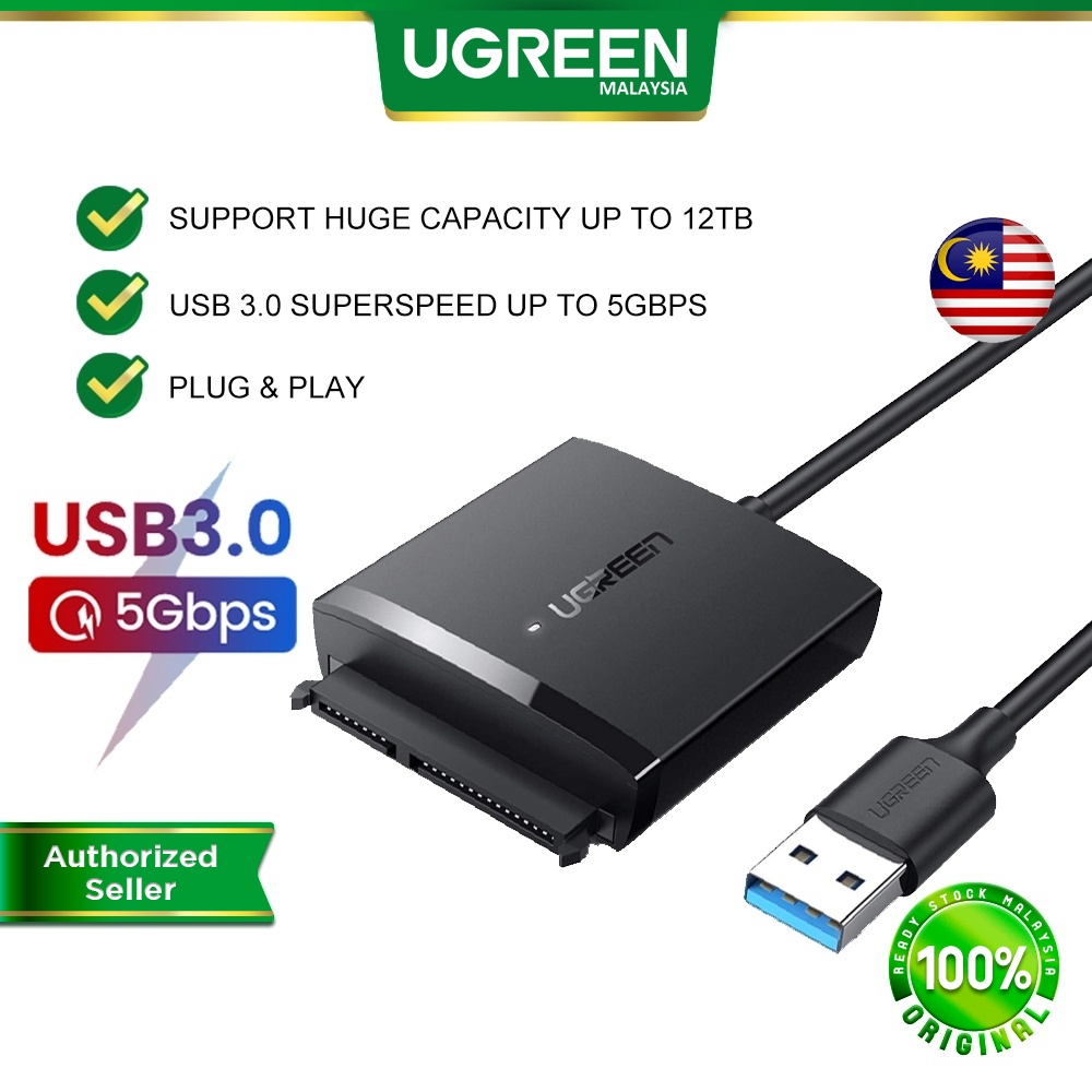 UGREEN USB 3.0 to SATA Adapter 2.5 3.5 SATA HDD SSD 12TB Hard Drive Cable  External Disk Reader Adapter PS4 Hard Disk 2.5