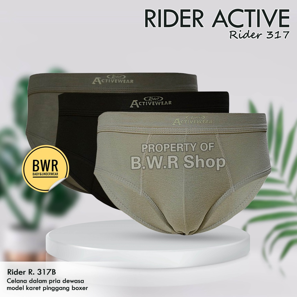 HIJAU [ 3pc ] CD Rider R 317 B Green / Men's Rubber Rib Spandex ...