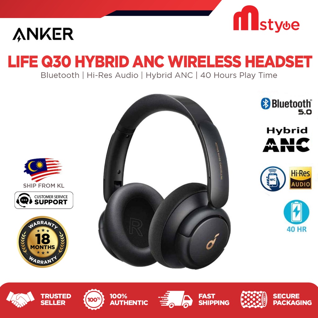 Anker A3028 Soundcore Life Q30 Hybrid Active Noise Cancelling ...