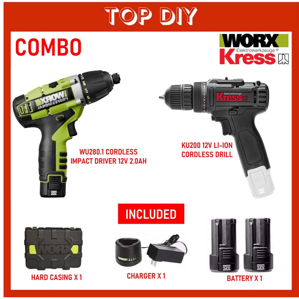 WORX WU280.1 12V 10MM WORX CORDLESS LION IMPACT DRIVER Shopee