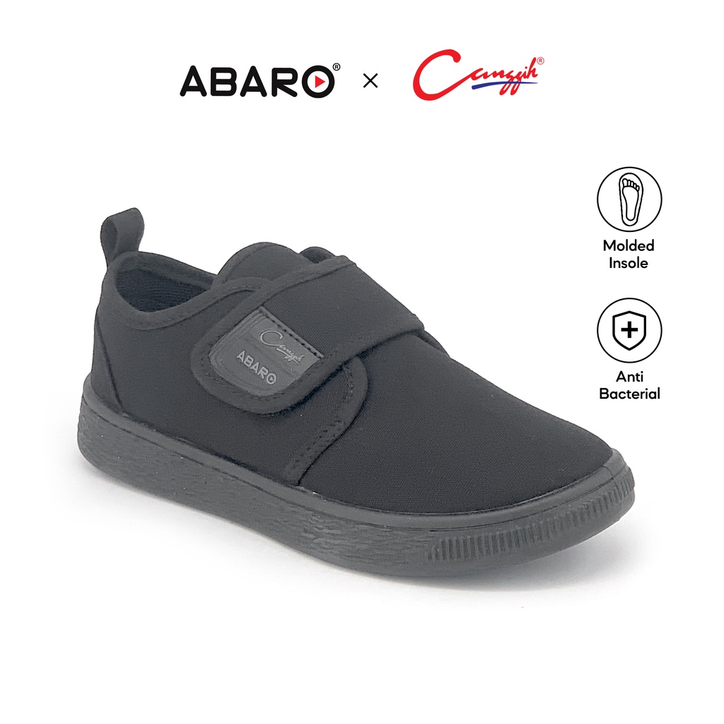 Abaro X Canggih 2655ac Anti Bacterial Unisex Black School Shoes Kasut