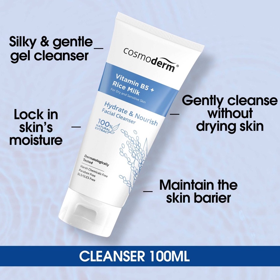 Cosmoderm Vitamin B5 + Rice Milk Hydrate & Nourish Facial Cleanser