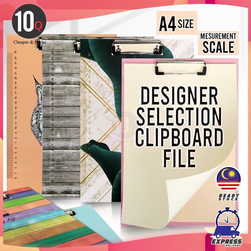 10Q A4 Size Designer Selection Writing Clipboard File Modern Colour With Scale Stationery Office