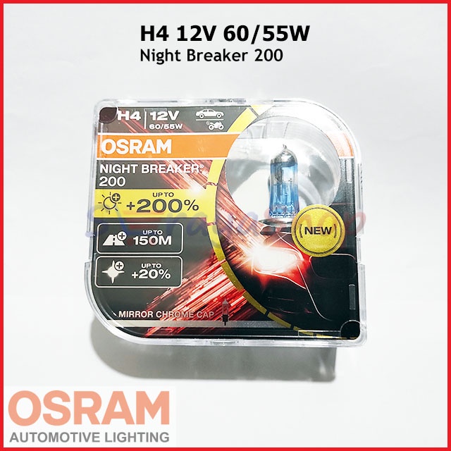 Osram H4 Halogen Lamp 12V 55W P43t Night Breaker 200 