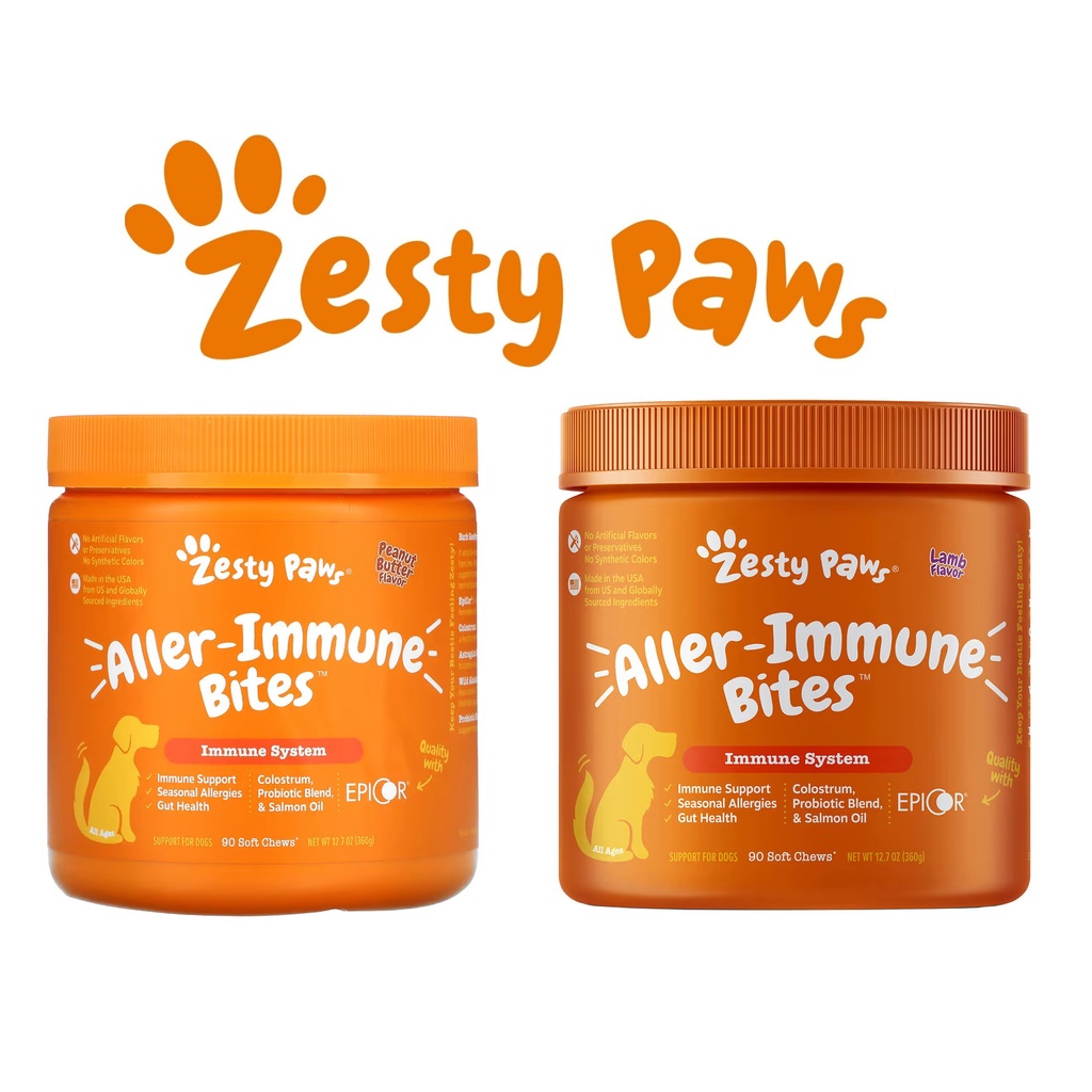 ZESTY PAWS ALLERIMMUNE BITES FOR DOG ALL AGE LAMB PEANUT BUTTER 90