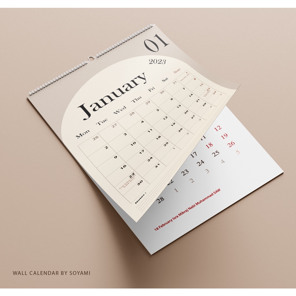 A3 Oval Earth Tone 2026 Aesthetic Premium Quality Spiral Wall Calendar ...