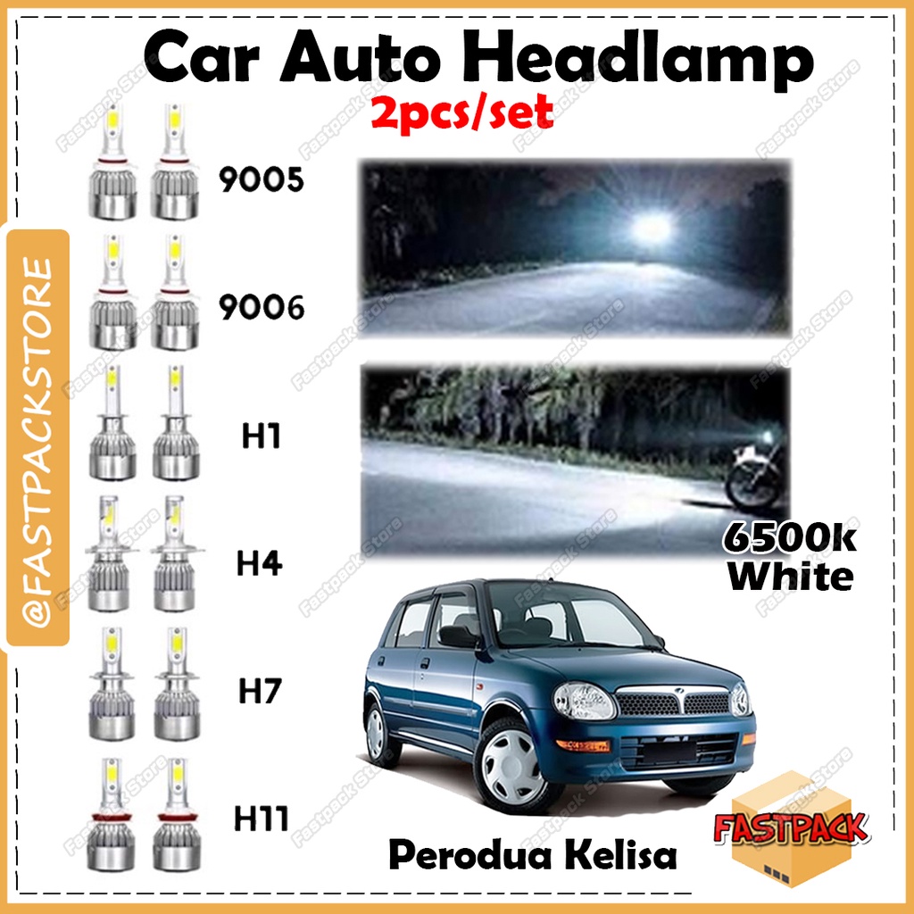 For Perodua Kelisa C6 Car Auto Headlight Headlamp LED White Light Bulb