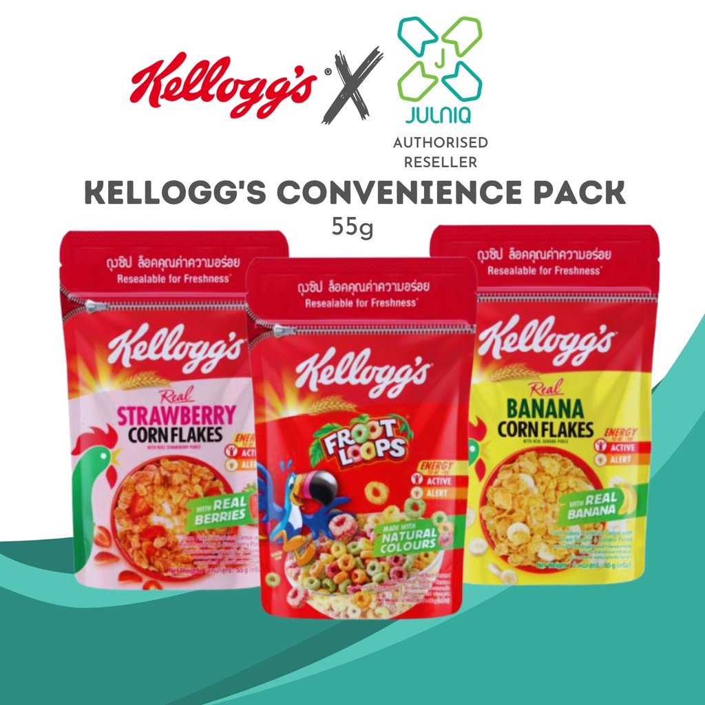 KELLOGG'S Pouch Convenient Pack Cereal 55g (Froot Loops/Strawberry Corn
