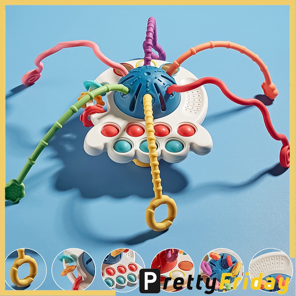 3 in 1 Baby Development Teething Toys Montessori Pull String Sensory ...