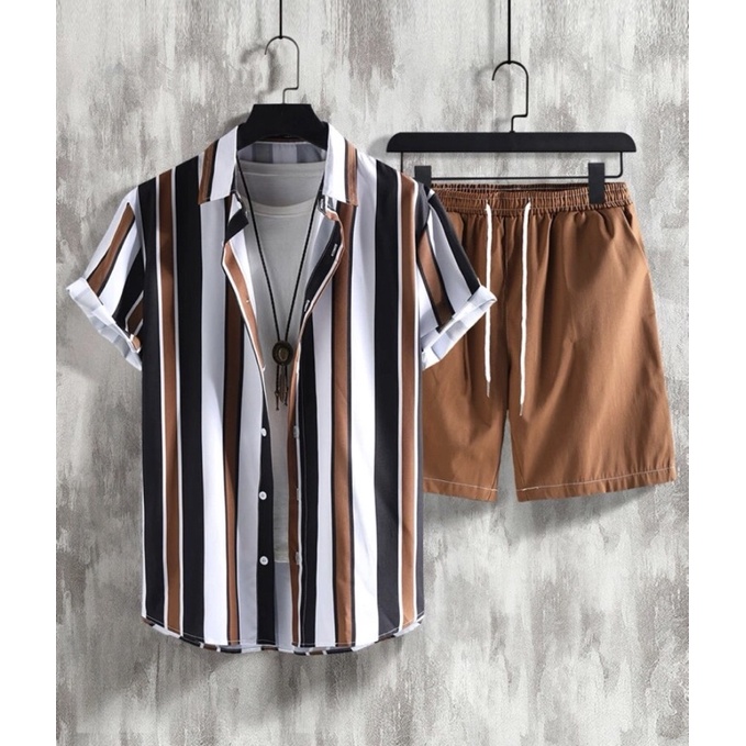 Drawstring Man suit Shirt and brown short pants (ManClothes)(trendsuit ...