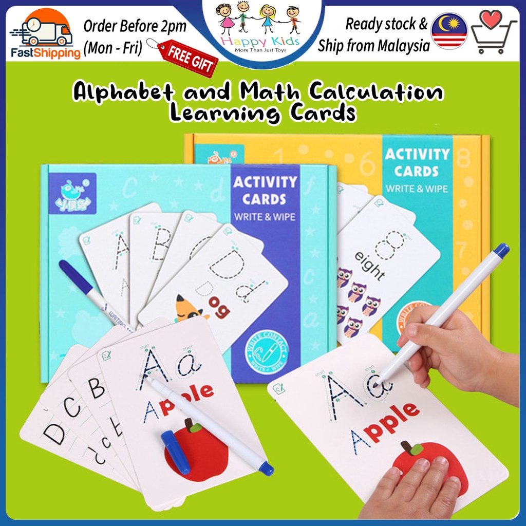 [Happy Kids] Smart Learning Alphabet & Number Activity Cards Write ...