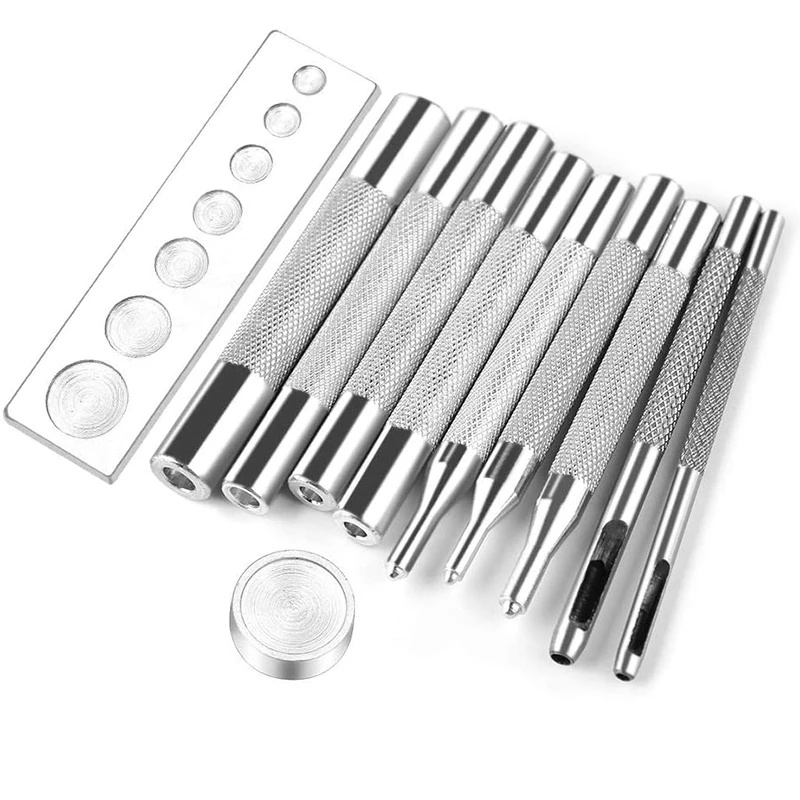 2/11 pcs Punching leather tool Punching button kit Snap fastener, rivet ...