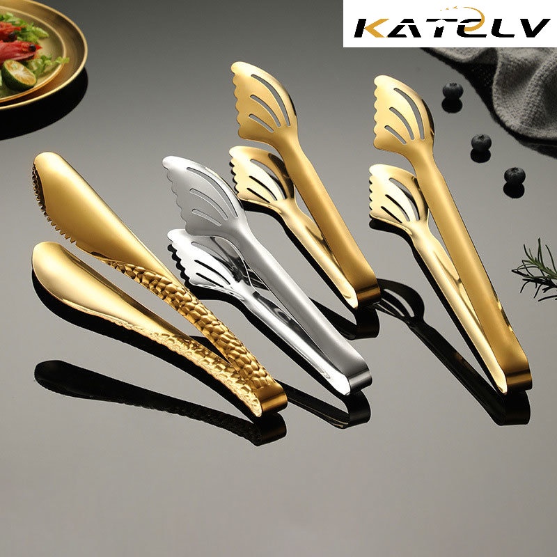 KATELV High Quality Food Clip Stainless Steel Thickened Buffet Tongs ...