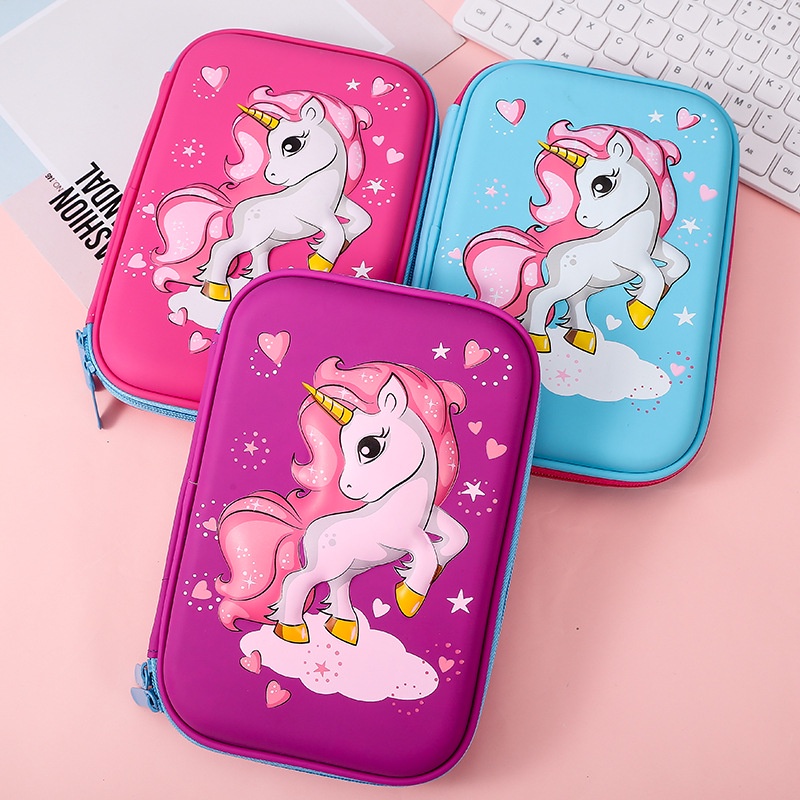 Cute Smiggle Unicorn Pencil Case Eva Stationery Cute 3d Color Box Kotak ...