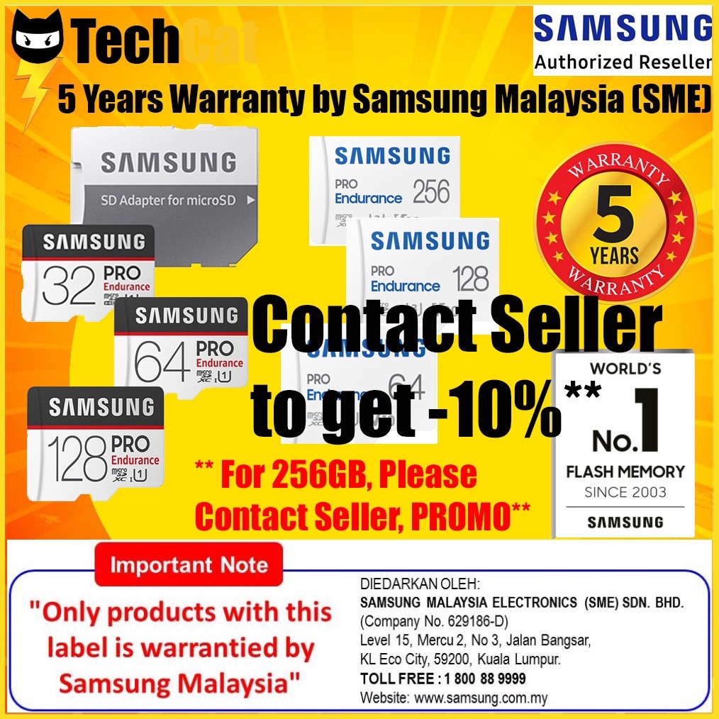 Samsung Pro Endurance 100MB/s microSD 32GB/64GB/128GB Memory Card 4k