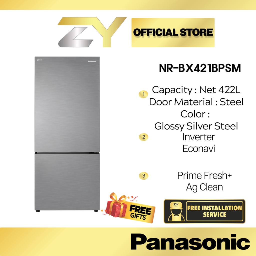 Panasonic 2door Bottom Freezer Refrigerator NRBX421BPSM Steel Door