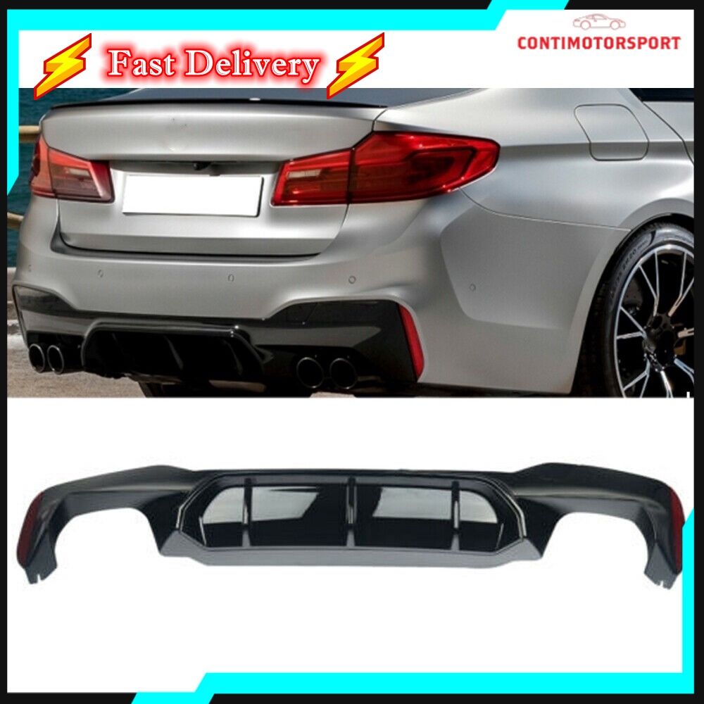 BMW 5 SERIES G30 M5 STYLE REAR DIFFUSER DOUBLE 4OUT DIFFUSER LIP ...