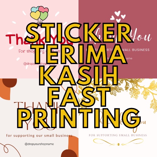 Thank You Square Sticker / Terima Kasih Sticker / Packaging Sticker ...