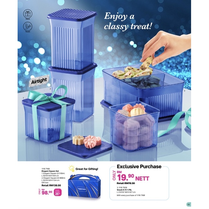 Tupperware Elegant Square Set With Gift Box | Shopee Malaysia