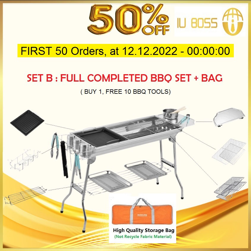 BBQ Grill Outdoor (Set B) FULL COMPLETED SET Stainless Steel Barbecue ...