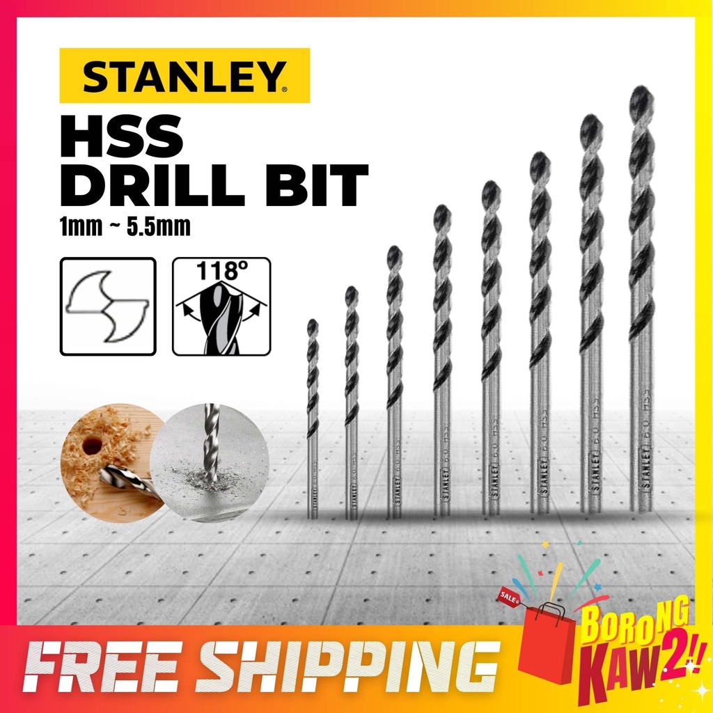 STANLEY HSS Metal Drill Bit High Speed 1mm 1.5mm 2mm 4.2mm 4.4mm 4.5mm ...