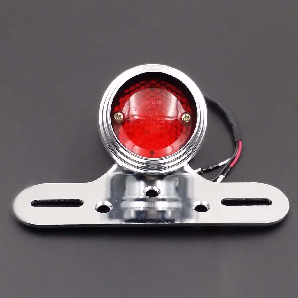 Black Rodder Finned LED Taillight Tail Brake Lamp Red Grill Round Universal For Harley Bobber Chopper Rat Custom Cafe Racer Hot Rod Duo Style