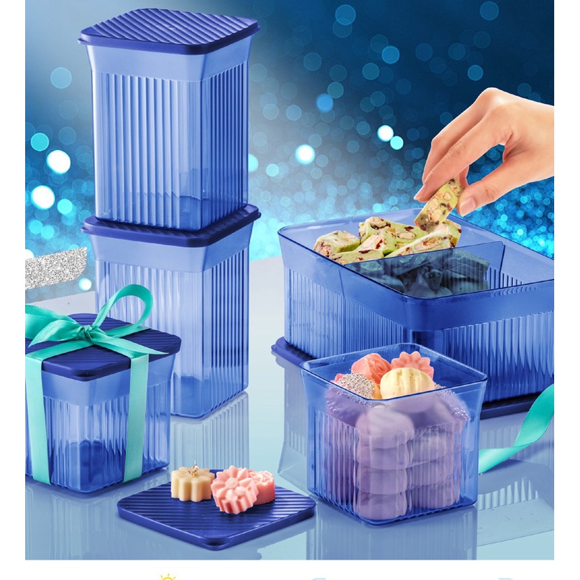 Tupperware Elegant Square 510ml 800mlOR Round 410ml 630ml Green gift ...