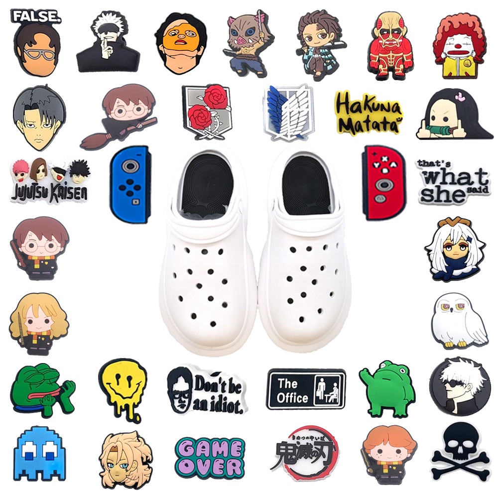 New 33 Pieces Pvc Cute Cartoon jibbitz Charms Croc Anime Shoes