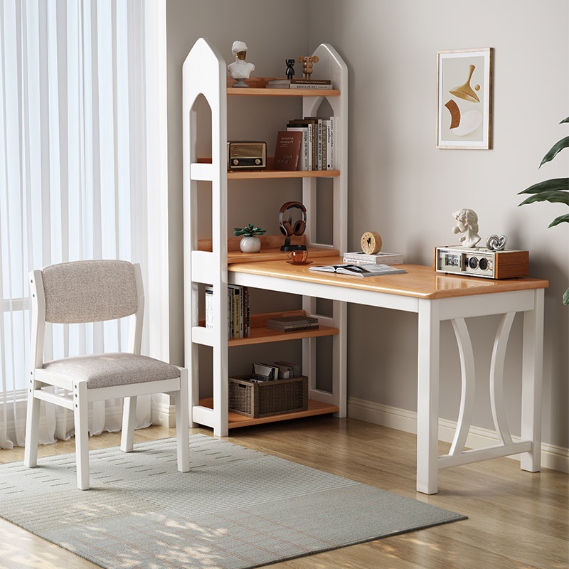 Jsolid wood desk with bookshelf combination computer desk household
