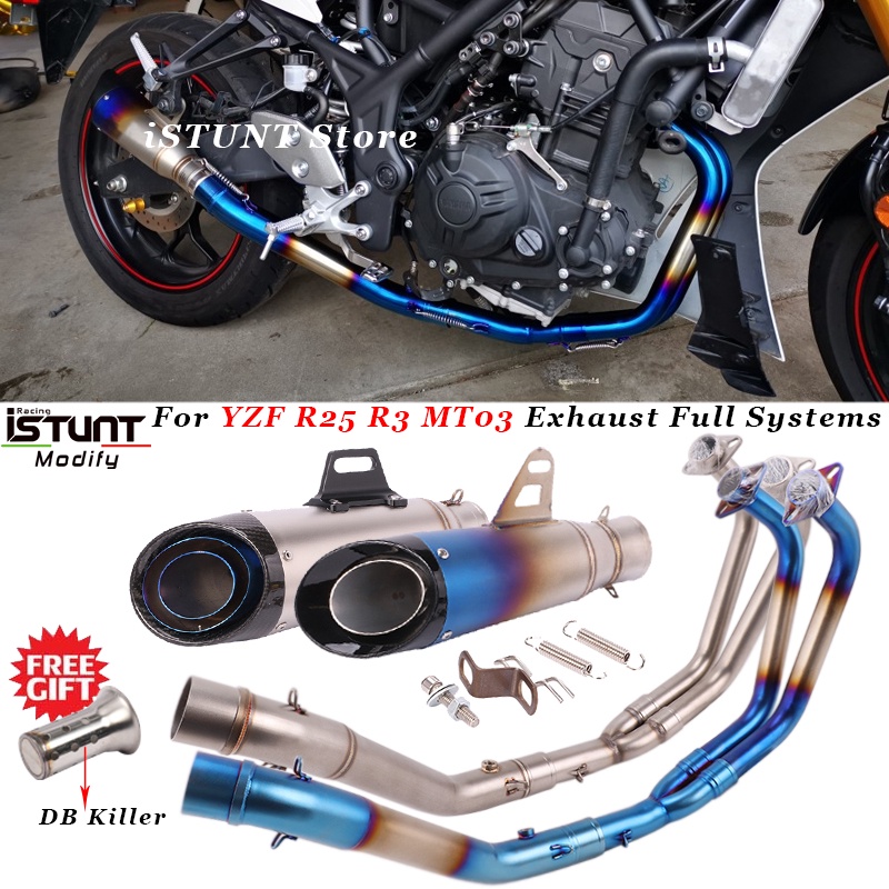 Motorcycle Exhaust Escape moto Modified Full Systems Front Middle Link ...