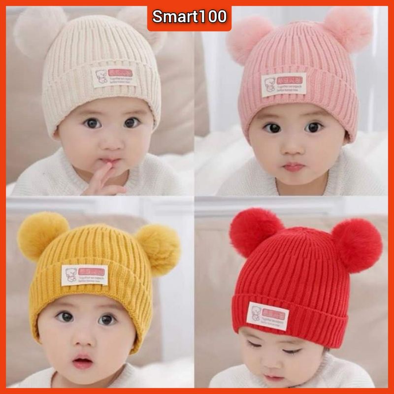 Baby Beanie kid hat winter Snowcap cute wool knitted topi budak baby ...