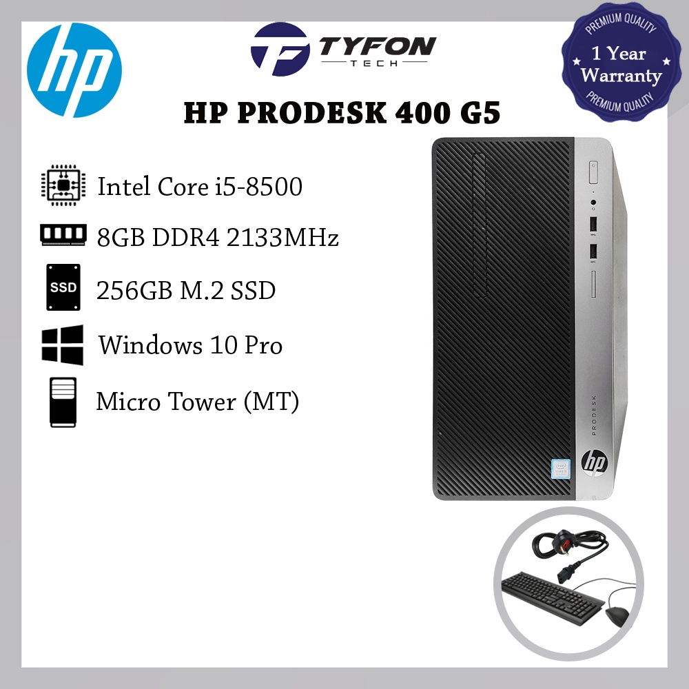 PC Bureau HP ProDesk 400 G5 – I5 8500, 16 Go RAM, SSD 250 Go + HDD 2 To – Parfait Pour Le Bureau