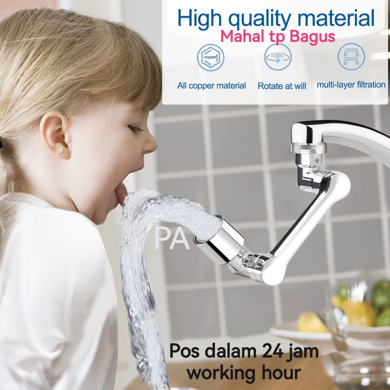 PA Faucet Aerator Splash Filter Faucet 1080° Angle Rotate Kitchen Sink ...