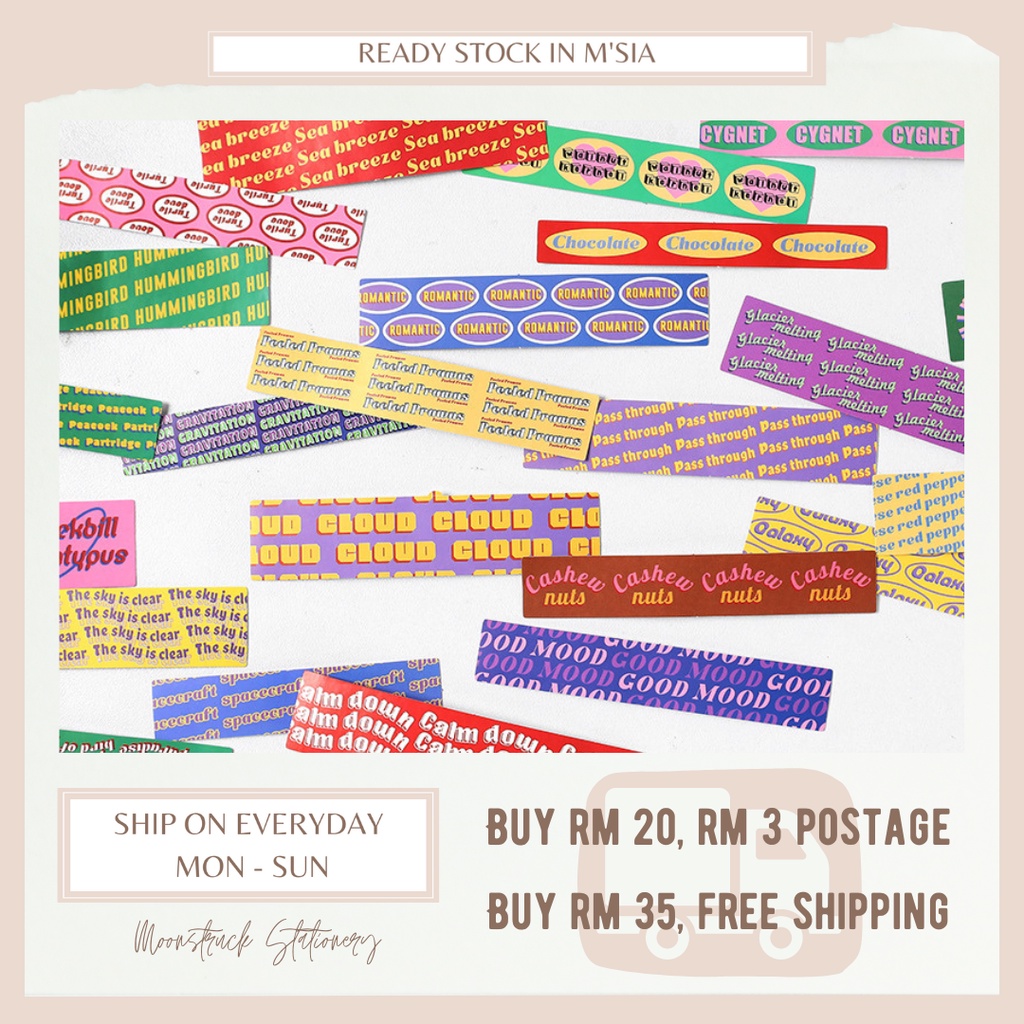 MOONSTRUCK 40Pcs Sticker Pack Line Romance Memories Color Journal Diary ...