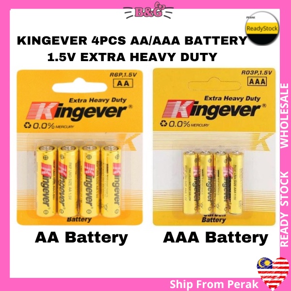 4pcs Carbon Battery Aa Aaa 15vts Kingever High Quality Heavy Duty Kuasa Tinggi Long Lasting 3257