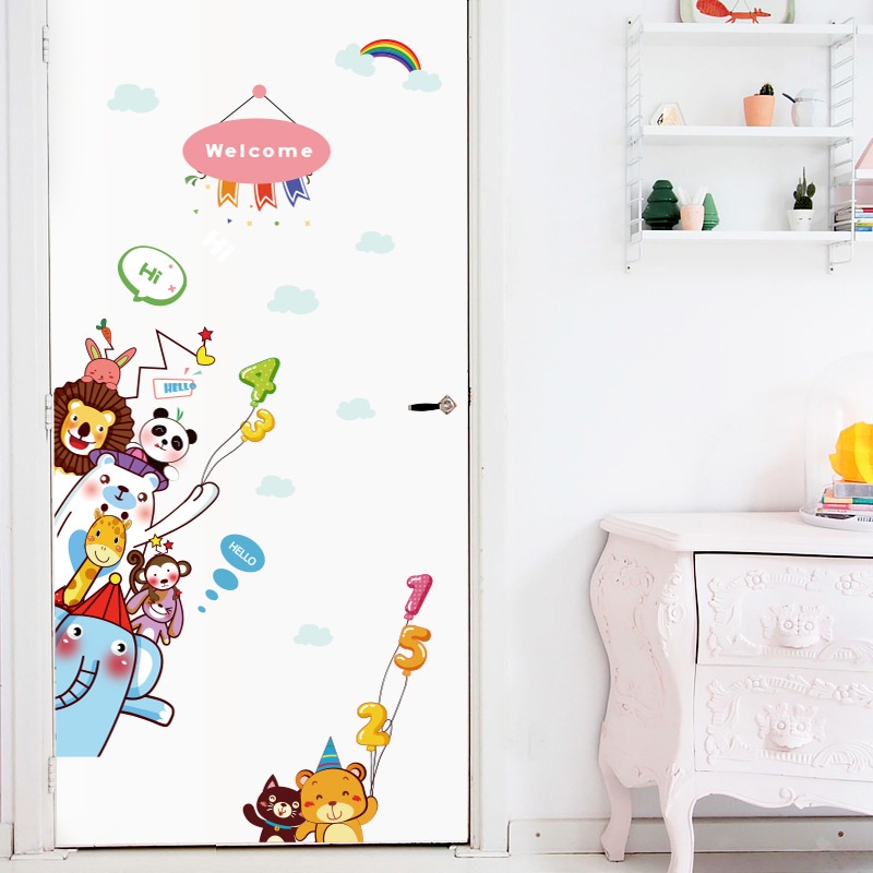 Cartoon Animals Wall Stickers DIY Children Mural Decals for Nursery ...