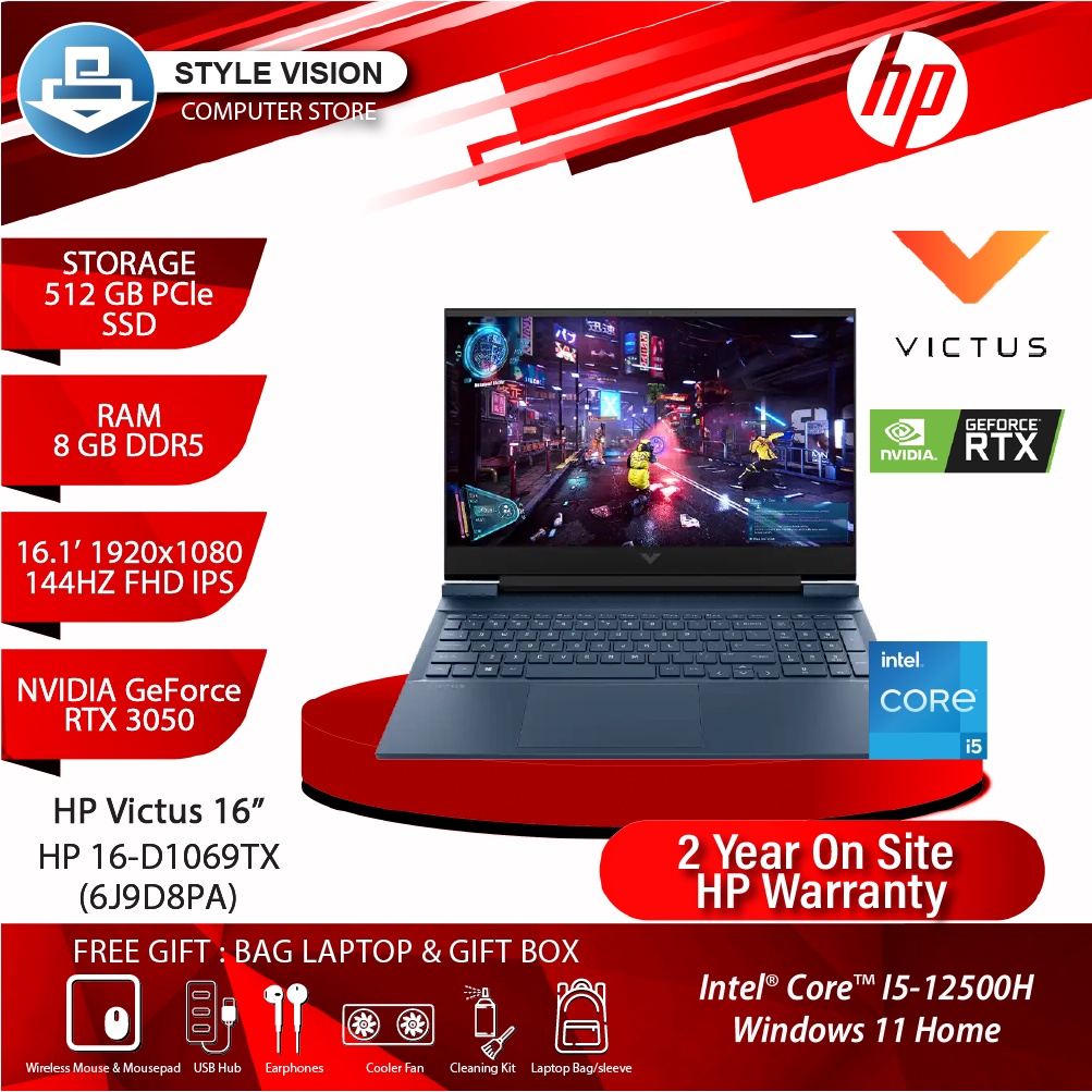 Gaming Laptop Victus By Hp 16 D1069txd1070tx Intel Core I5 12500h 8gb 512gb 161fhd Rtx3050 5382