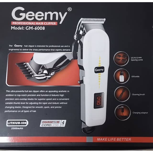 GM6008 GEEMY Hair Clipper & Beard Trimmer Rechargeable Adjustable Taper