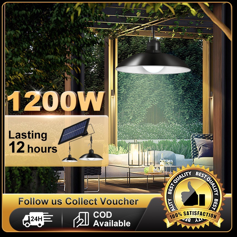 Solar Pendant Light IP67 Waterproof Outdoor Indoor Solar Lamps Double ...