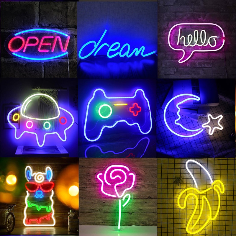 【UNOLUX】Gaming Room Decor OPEN Neon Sign, Gamepad and UFO Shape, LED ...